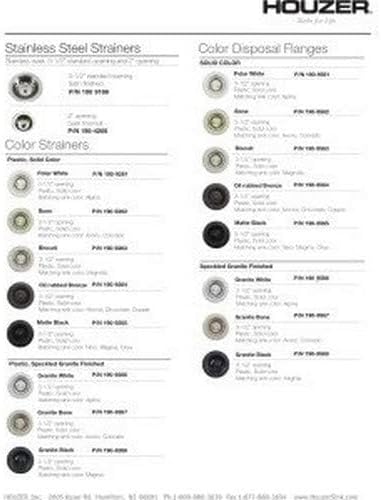 Houzer 190-9261 - 3-1/2 Inch Polar White Kitchen Sink Basket Strainer, Durable Food Catcher Stopper for Metal Kitchen Sink, Ideal for Filtering Waste and Preventing Clogs