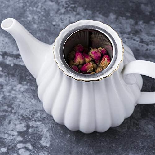 Jusalpha Fine China Pink Teapot and Creamer Sugar Bowl Set, TW (White)