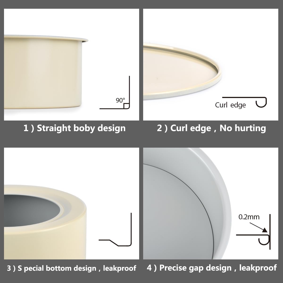 Guowall 6 inch Cake Pan with Removable Bottom Carbon Steel Round Chiffon Cake Tin Round Shaped Nonstick Cheesecake Mould for Baking - Cream Color