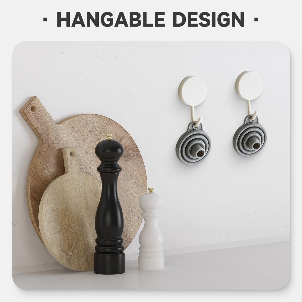 Kitchen Funnel Set, 2025 Upgrade Silicone Collapsible Funnel Silicone Collapsible Food Funnels for Kitchen 3 Sizes Funnels for Home Use Filling Bottles Daily Cooking (Green, 1Set 11+14+20g)