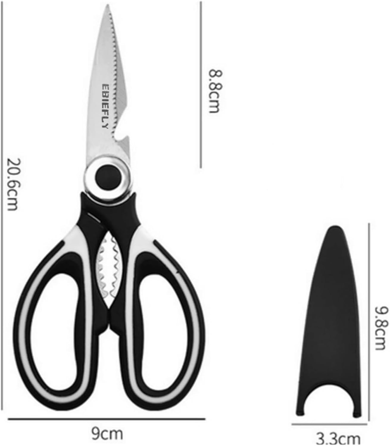 Kitchen Scissors Utility Chopping Scissor Professional Shears for Meat Cutting Sharp Kitchenad Shears Multipurpose Scissor for Food Outdoor BBQ No Rust + 100 Pcs Plastic Gloves Disposable