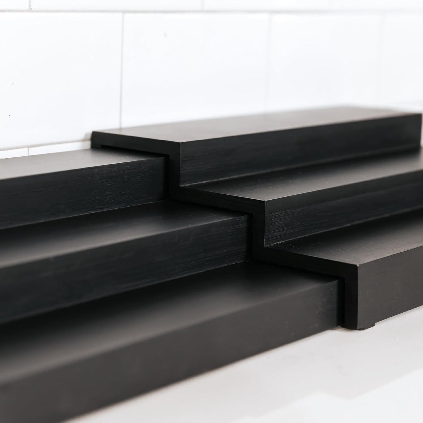 KitchenEdge Expandable Spice Rack Organizer for Cabinet, 3-Tier Shelf for Spice Organization (11” to 22”), Fits 36 Spice Jars, Seasoning and Pantry Storage, Non-Slip Feet, 100% Bamboo, Black Finish