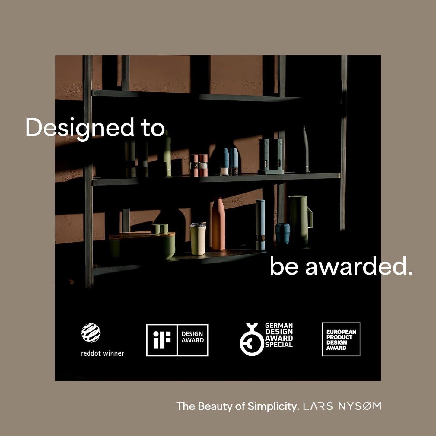 LARS NYSØM Salt and Pepper Grinder Set Manual, Stainless Steel Salt and Pepper Mills with Adjustable Ceramic Grinder I Design Spice Shakers (Almond Beige)