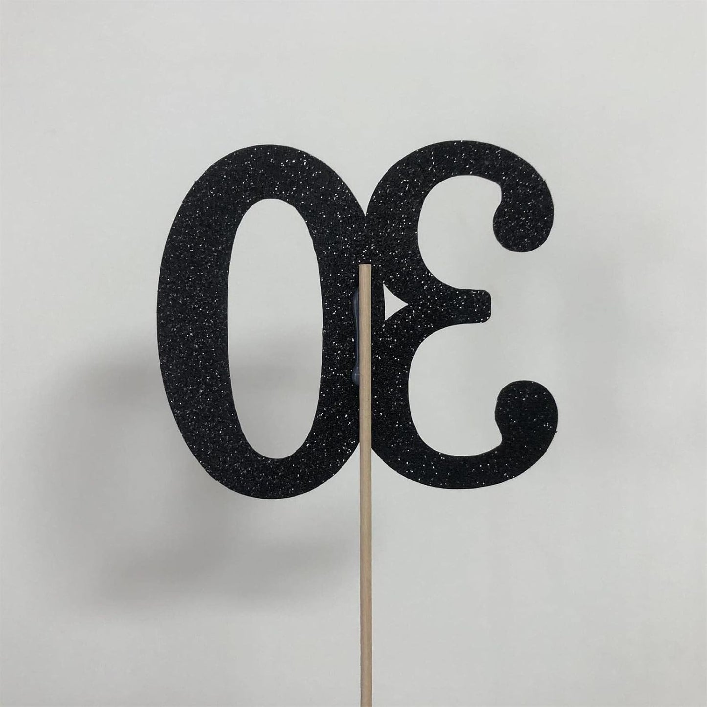 10-Pack Double Sided Glitter 30th Birthday Centerpiece Anniversary Centerpiece Sticks, Number 30 Table Topper Cake Topper for 30th Birthday Anniversary Table Party Decorations (Double Sided black)