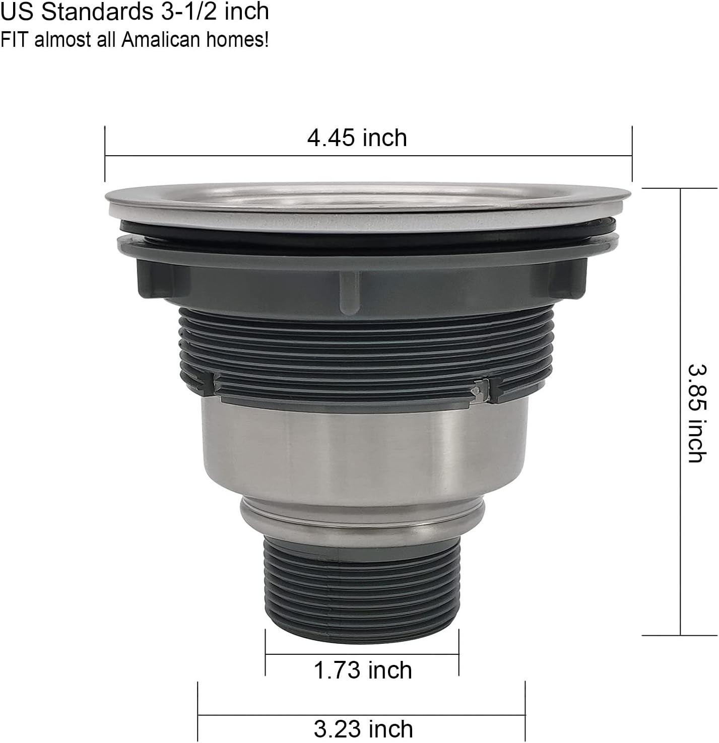 3-1/2-Inch Kitchen Sink Drain Strainer Assembly Kit, GZILA Deep Waste Basket Strainer with Sealing Lid Sink Stopper, 304 Stainless Steel Brushed Nickel