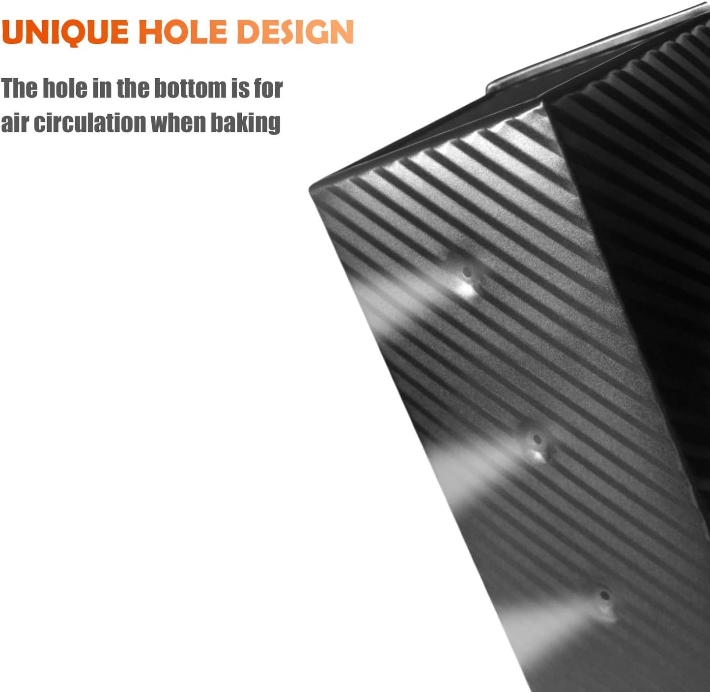 CHEFMADE Pullman Loaf Pan with Lid 2 Pcs, 1Lb Dough Capacity Non-Stick Rectangle Corrugated Bread Pan, Carbon Steel Toast Pan with Cover for Baking Bread - Black