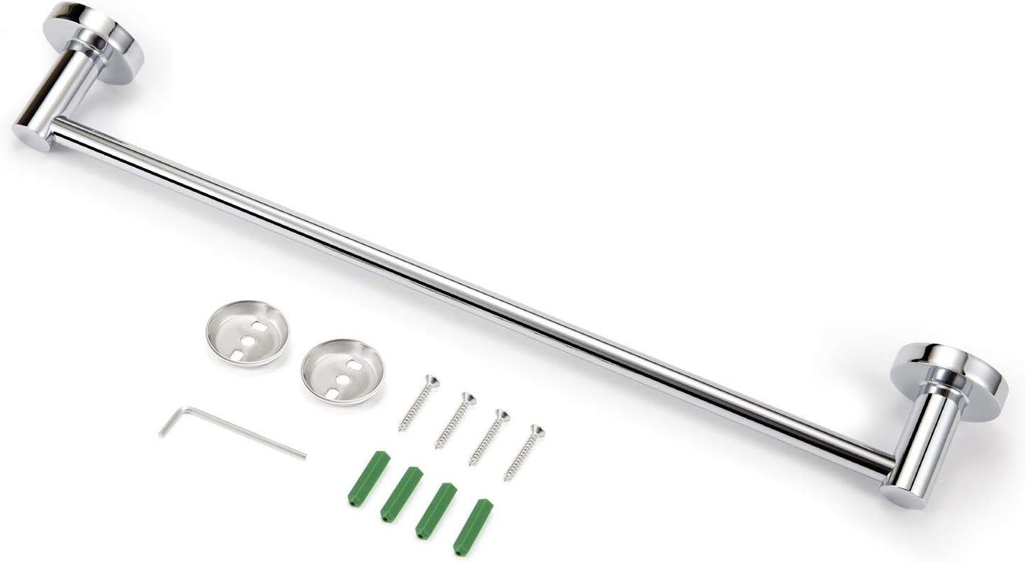 JiePai Bath Towel Bar Chrome, 17.6 Inch Stainless Steel Towel Rack Bathroom Towel Holder Wall Mount Kitchen Dish Cloth Hanger (Chrome, 17.6 Inch)