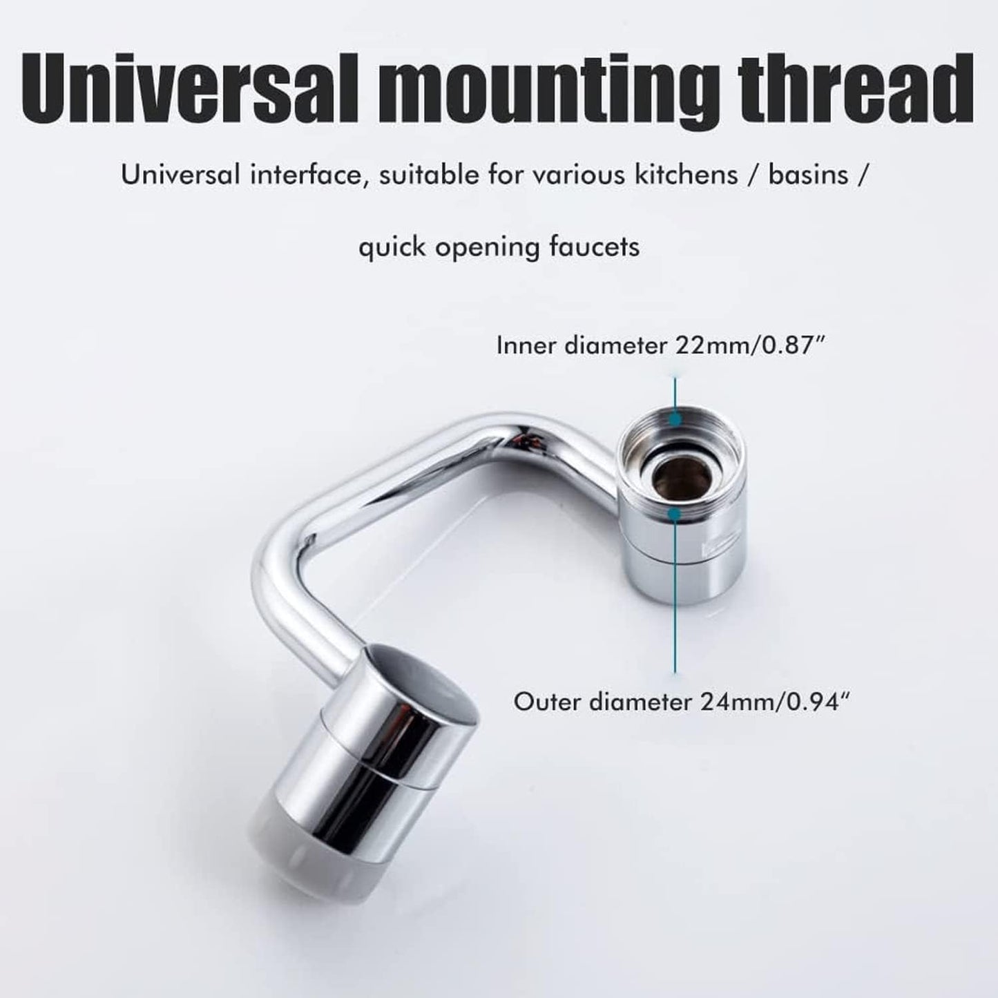 Universal 1080° Rotating Faucet Extender Aerator,2 Packs Solid Brass Universal Splash Filter Faucet,1080 Big Angle Swivel Faucet Aerator Sink Attachment,Dual-Function 2-Flow Sprayer