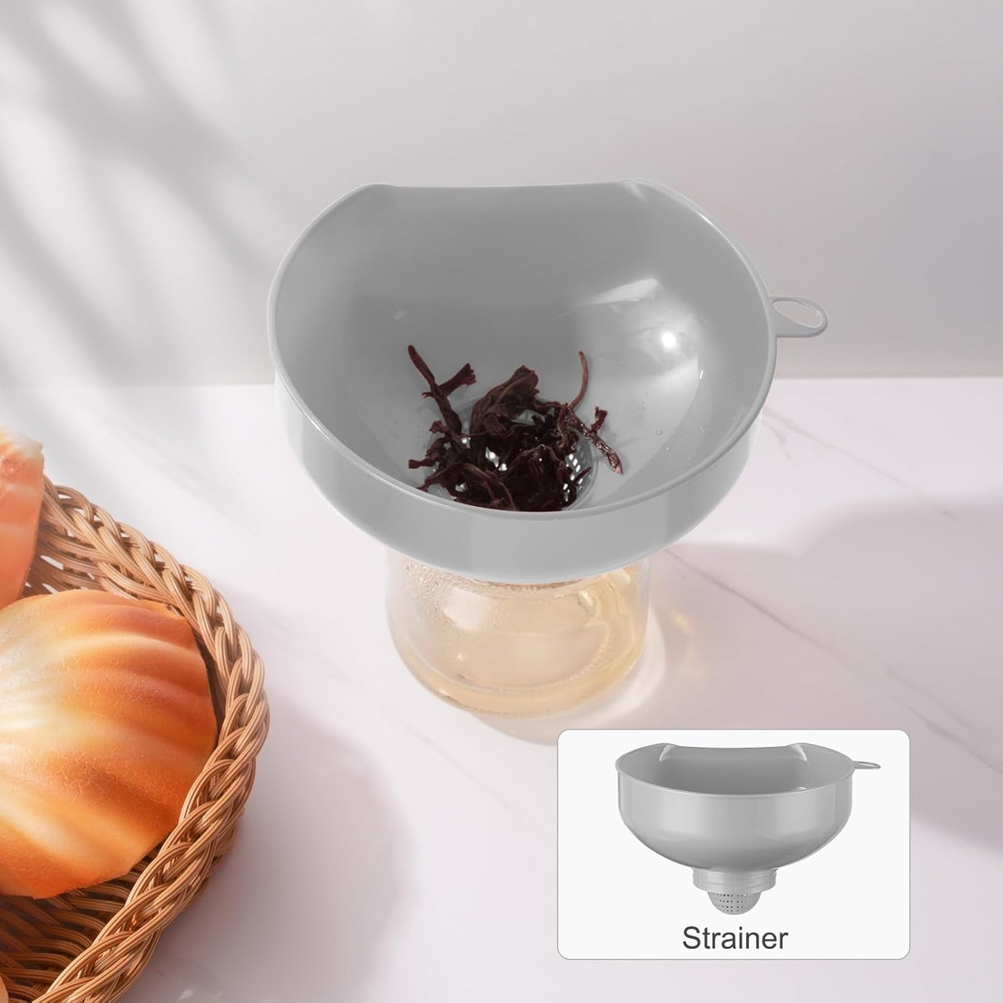 Pisol Wide Mouth Funnels for Kitchen Use, Versatile Food Grade Funnels for Filling Bottles, Plastic Cooking Funnel Set with Strainer, Large Long Neck Funnel for Canning, Mason Jar, Shampoo, Liquids