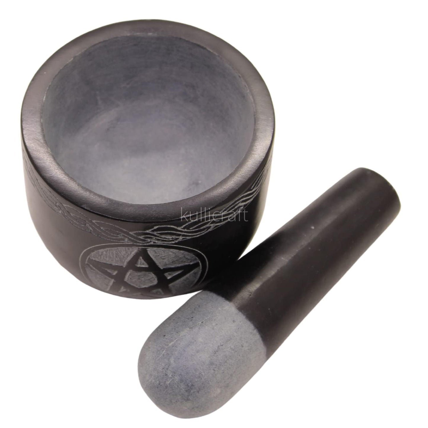 Mortar and Pestle Set Unique - Black Pestle and Mortar Bowl Solid Stone Grinder for Herbs Spice Guacamole Garlic Ginger Root