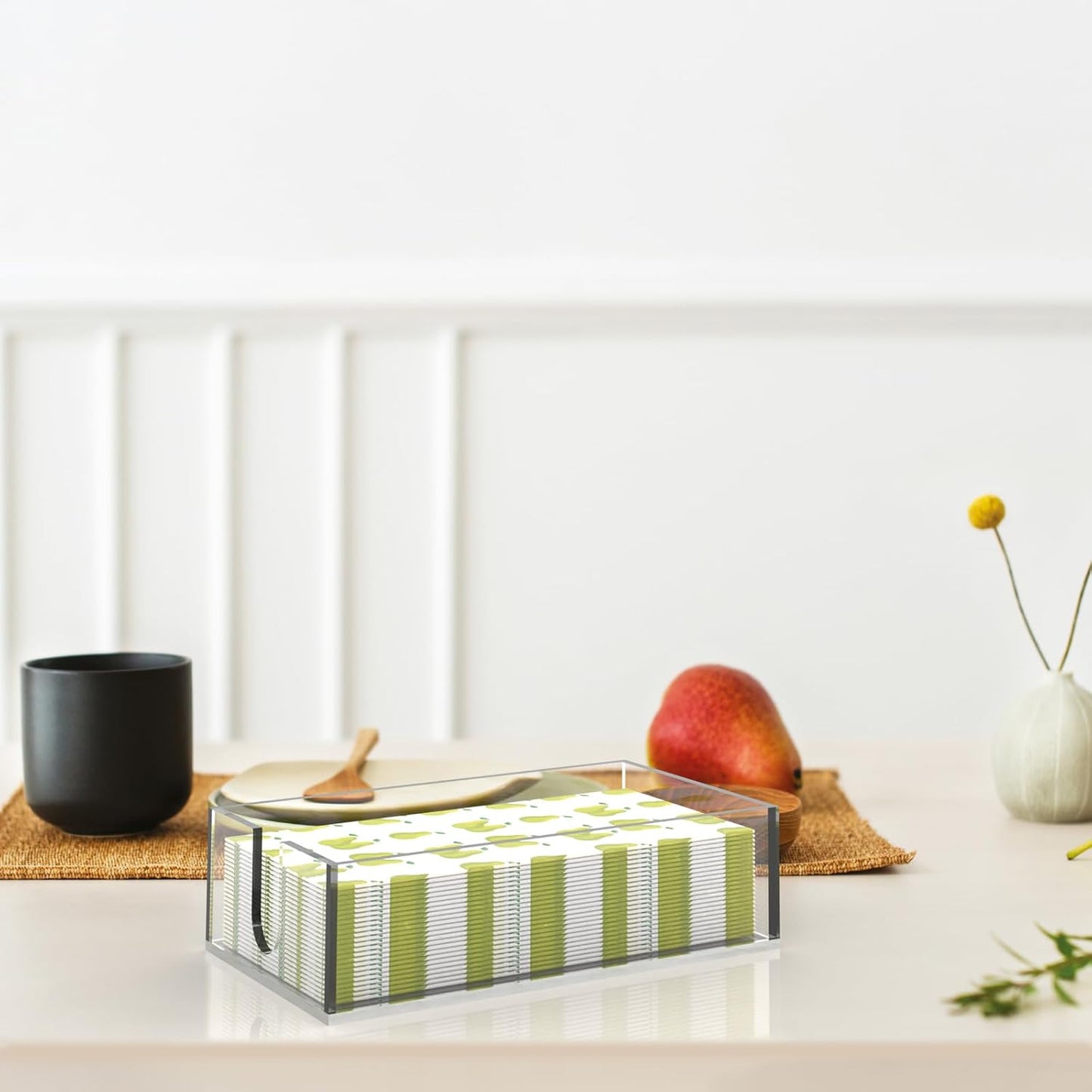 Rubtlamp 2Pcs Acrylic Napkin Holder Bathroom - 0.2Inch Thickness Acrylic Guest Towel Napkin Holder - Hand Towel Tray for Kitchen, Parties, Weddings, Party, Hotel, Restaurant (Clear, 9”X5.5”X2.5”)