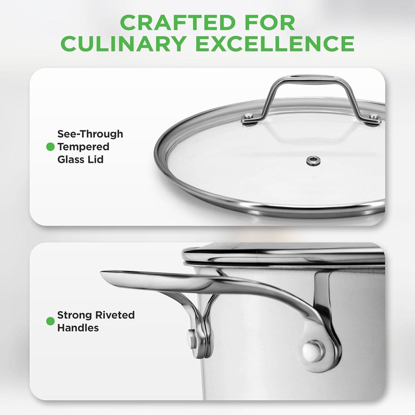 NutriChef 15-Quart Stainless Steel Stock Pot with Tempered Glass Lid - Induction Compatible Large Stockpot, Ideal for Stews & Soups, Dishwasher Safe - NCSP16