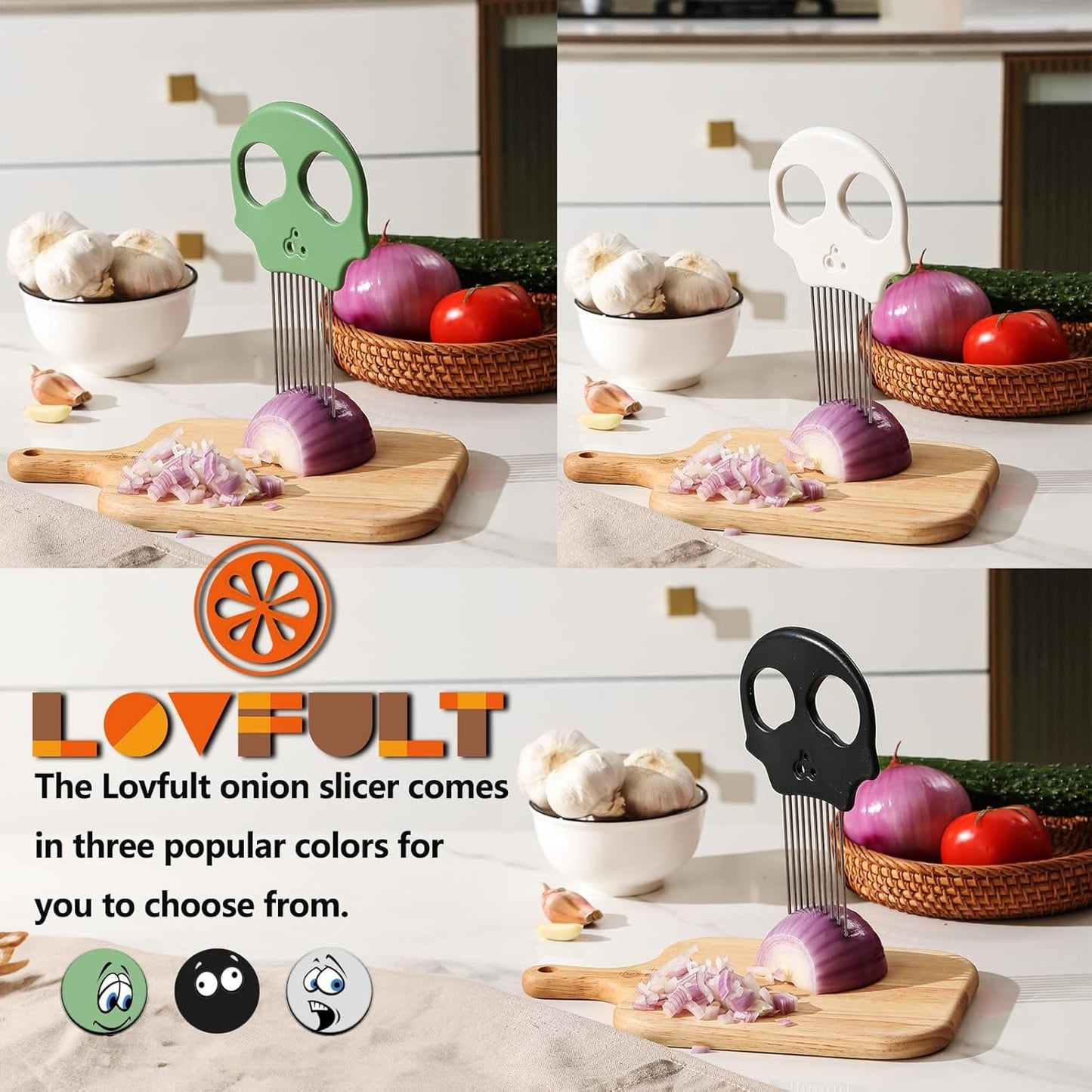 Stainless Steel Onion Cutter – Multi-Function Vegetable Cutter & Herb Stripper for Avocados, Eggs, Tomatoes, Potatoes (Green)