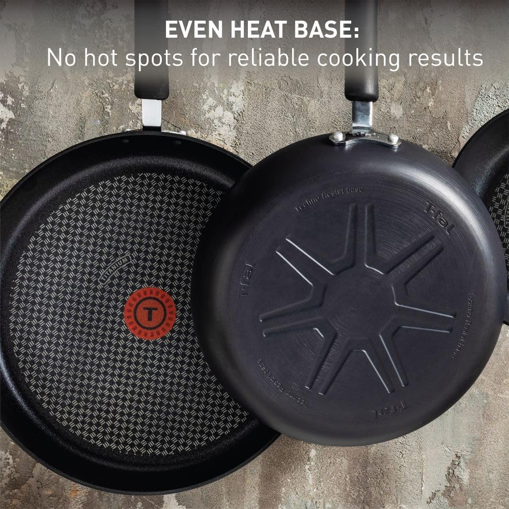 T-Fal Ultimate Hard Anodized Nonstick Fry Pan With Lid 10 Inch, Oven Broiler Safe 400F, Lid Safe 350F, Cookware, Kitchen, Home, Versatile Frying Pan, Skillet, Pots and Pans, Dishwasher Safe, Black