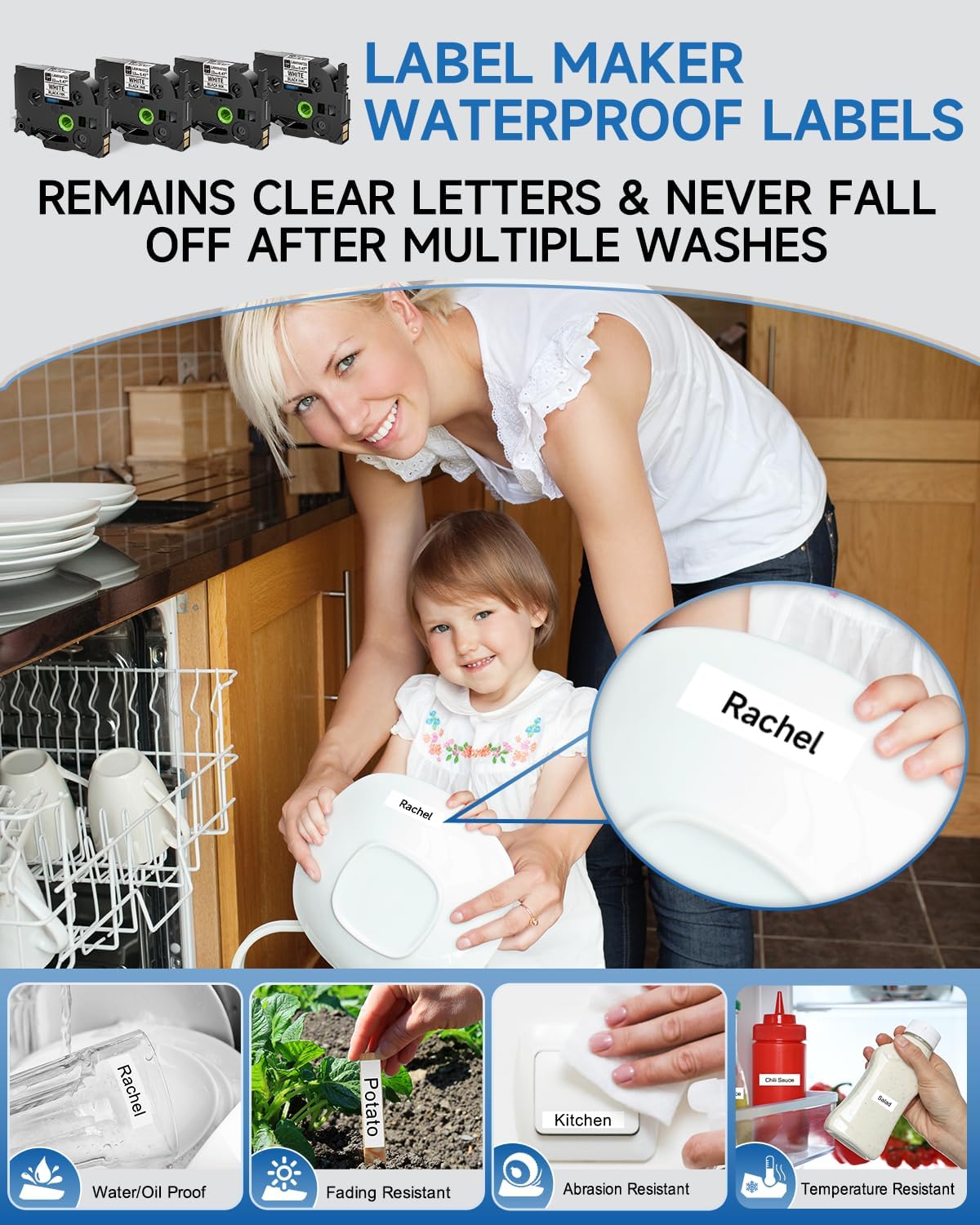 Label Makers, Label Maker Waterproof-Labels, D210S Label Maker Machine with Tapes, Portable Label Machine with Keyboard Powered by Type-C, Handheld Labeler Machine for School Office Organization