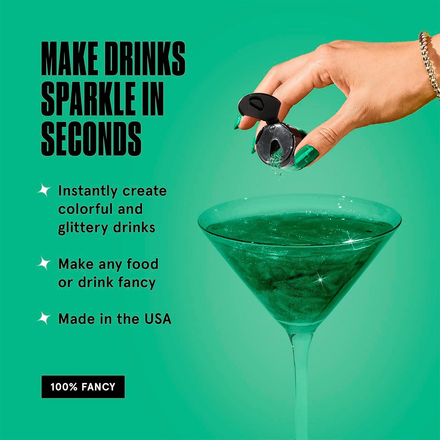 Fancy Sprinkles Madame Claus Edible Glitter Set for Sparkling Food & Drinks, No Taste or Texture Ruby Red, Diamond White, Emerald Green (3 jars, 4gm each)