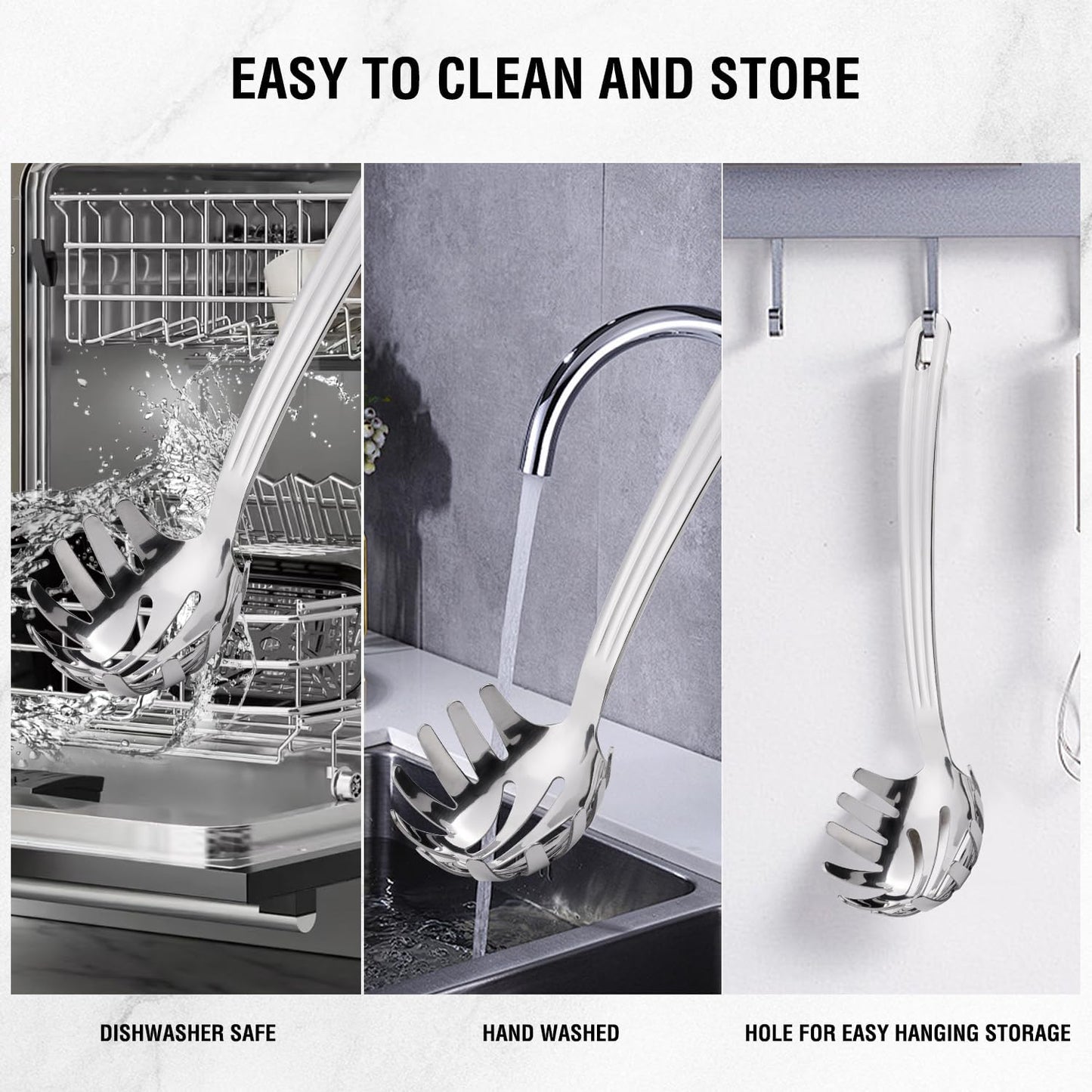 Stainless Steel 9.06 inch Spaghetti Server Spoon with Teeth - Pasta Fork Pasta Server Noodle Spoon Heavy Duty Cooking Utensils Classic Dishwasher Safe