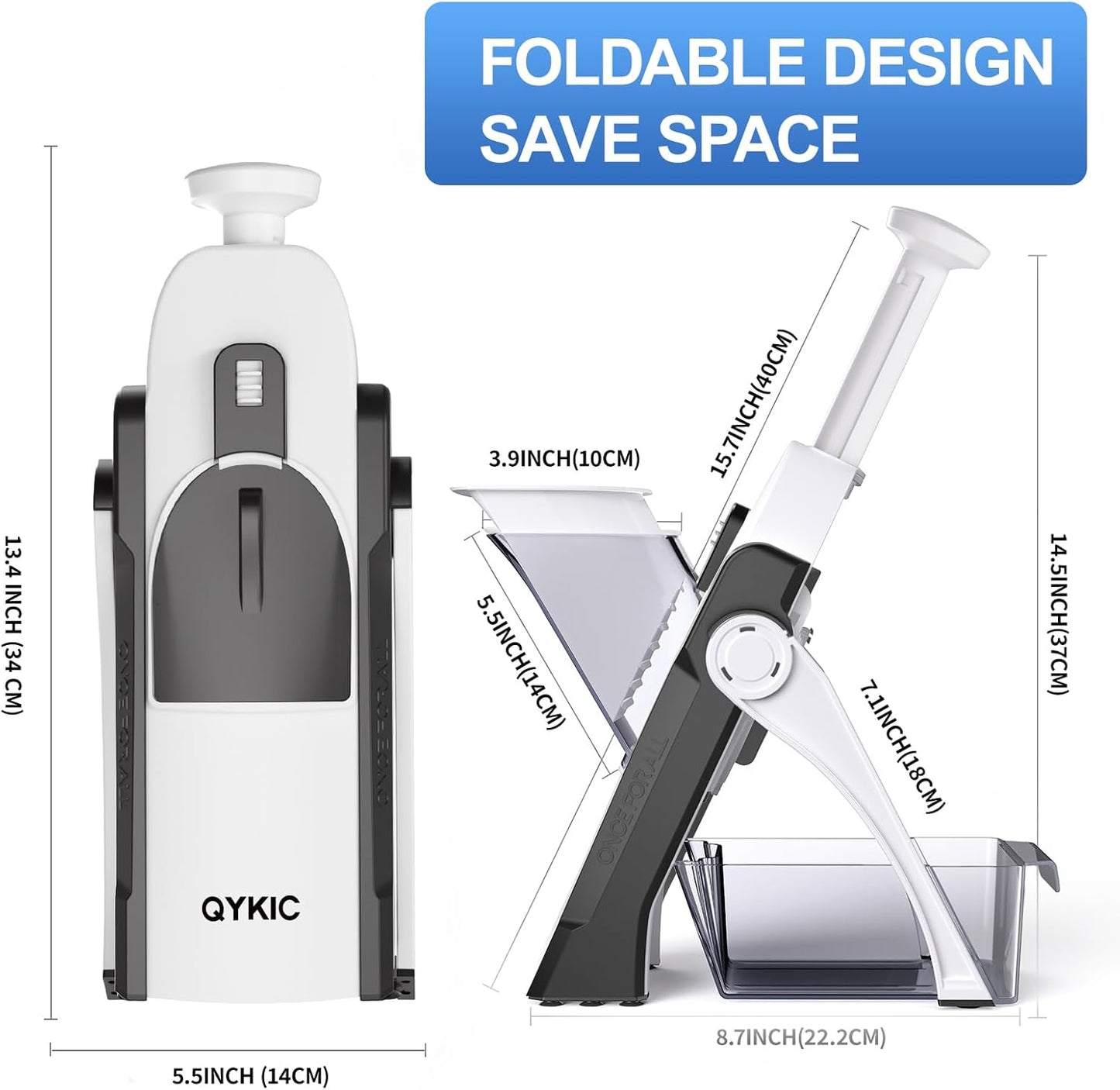 Safe Mandoline Slicer, Potato Clips Slicer,Thickness Adjustable 1-8mm Vegetables Fruits Food Cutter for Cucumber Carrot Lemon (Only Slicer Gray)