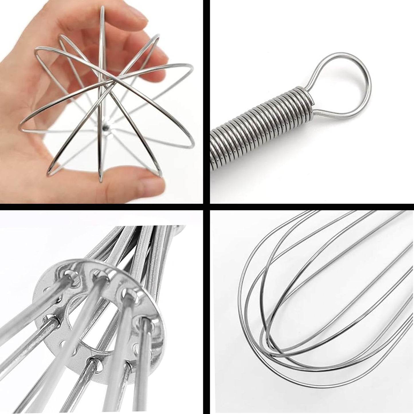 Mini Whisk 3-Pack - 8, 10 & 12 Inch Heavy-Duty 304 Stainless Steel Wire Whisks for Cooking, Baking, Eggs, Sauces & Creams (Ergonomic Spiral Handle, Silver, Dishwasher Safe)