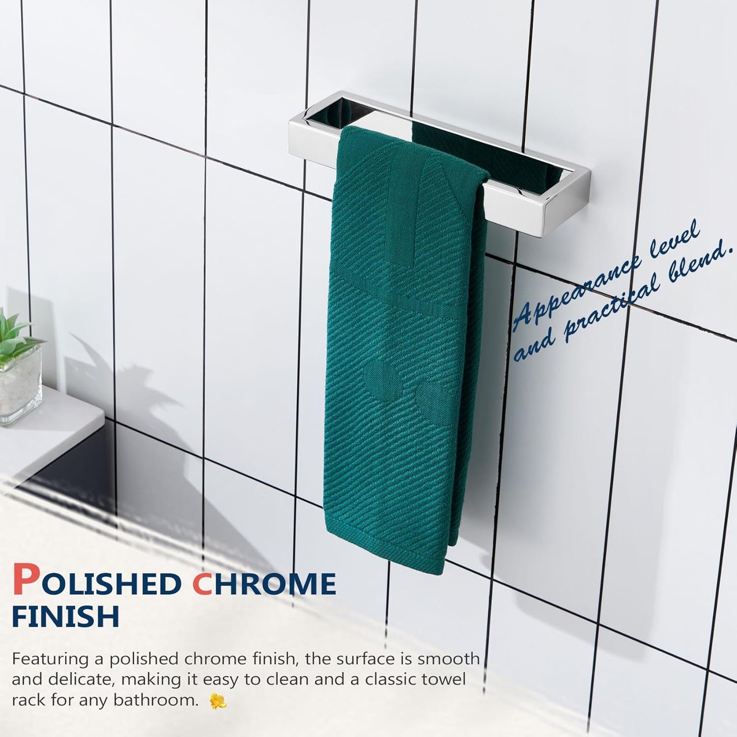 KOKOSIRI Towel Ring Chrome Hand Towel Bars Rack 9-Inch Kitchen Holders Polished Stainless Steel Bathroom Hardware Wall Mounted, 2 Pack B4008CH-L9-P2