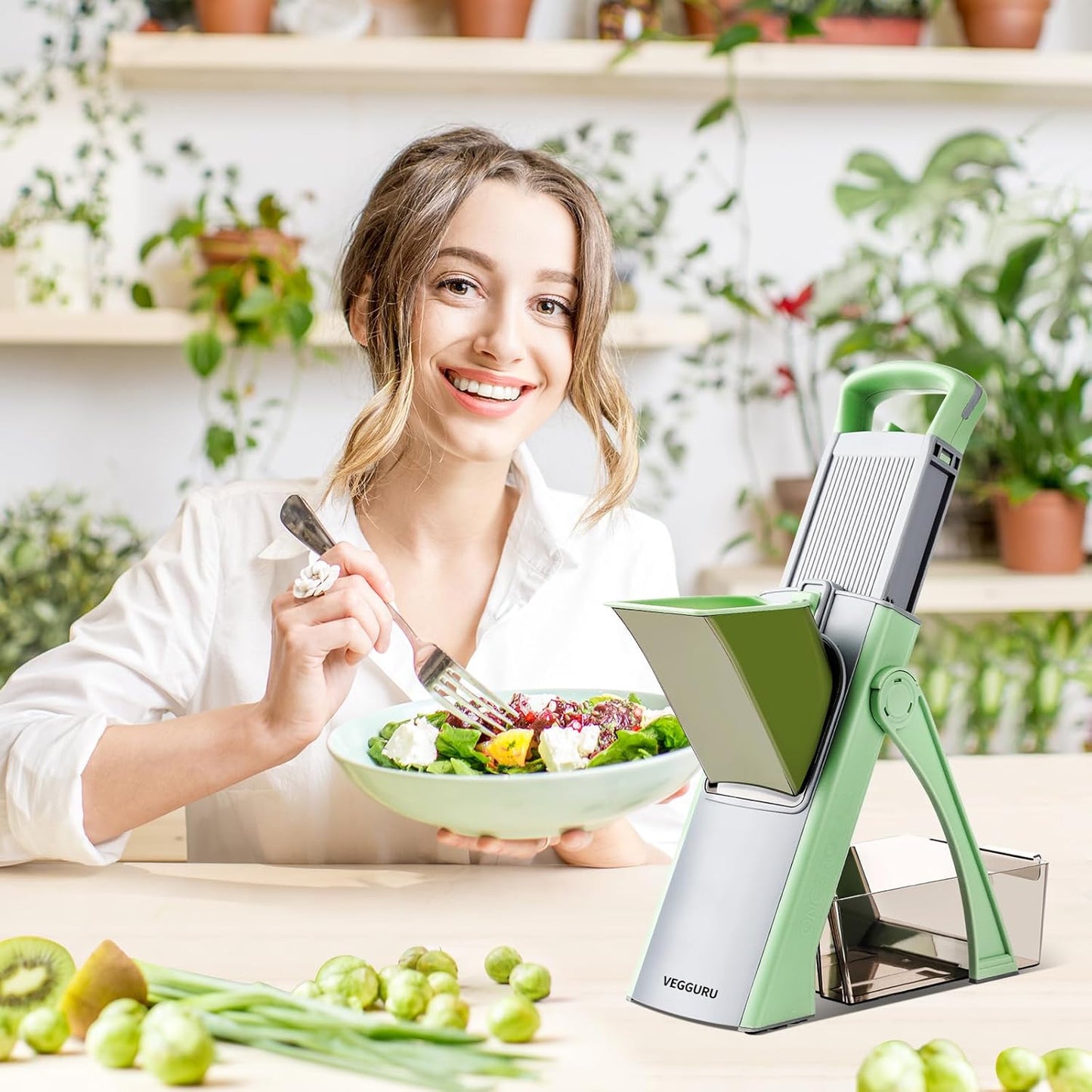 Safe Vegetable Mandoline Slicer for Kitchen, Thickness Adjustable Mandloline Food chopper, Onion Chopper Potato Julienne Slicer Tomato Food Fruit Dicer Cutter