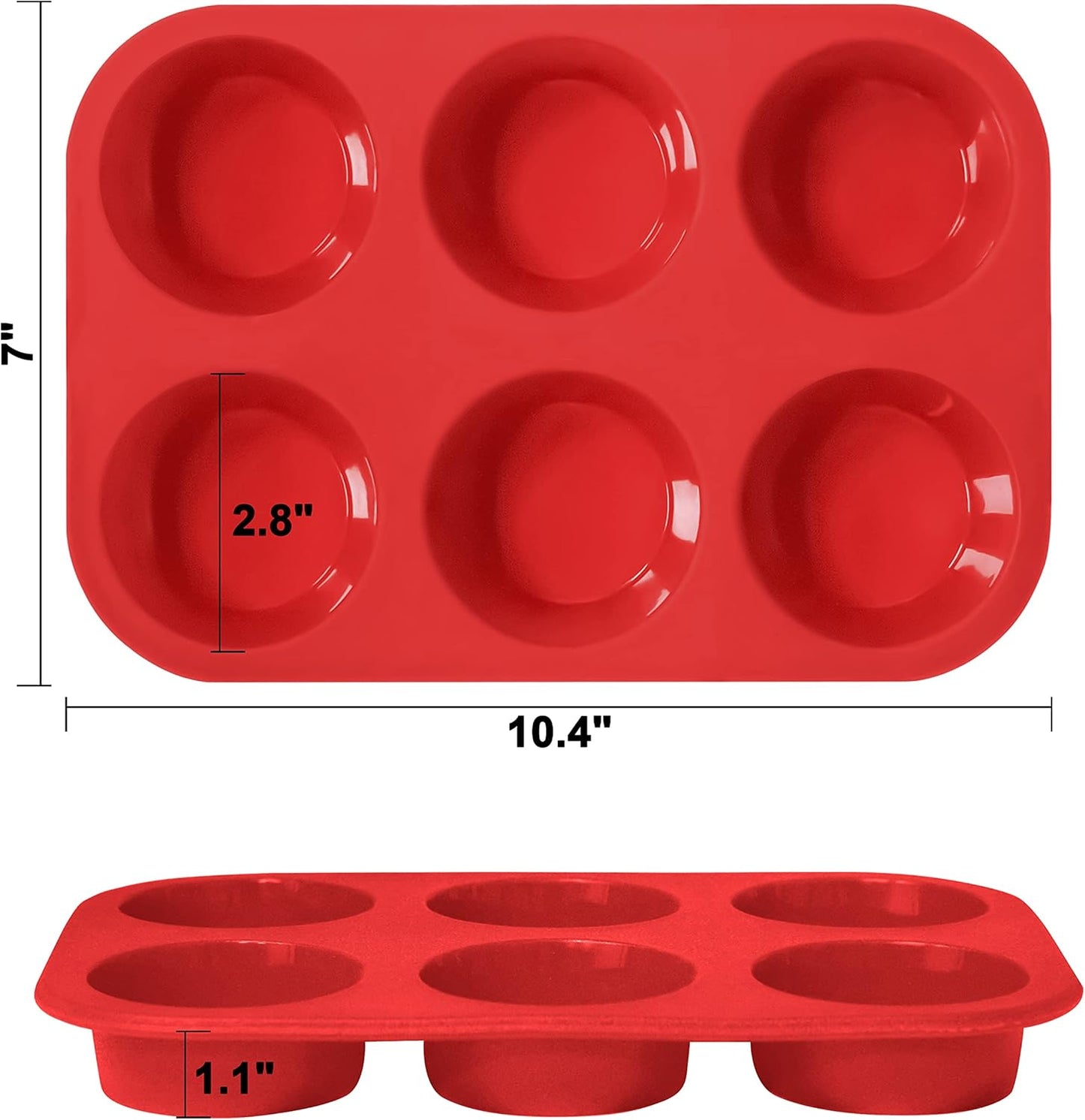 Anaeat Silicone Muffin Pan - 6 Cups Non-Stick Cupcake Molds, Food Grade Silicone Baking Tray for Making Egg Muffin, Cupcake, Quiches, Tart and Desserts, Reusable Muffin Tin Just Pop Out (3 Pack)