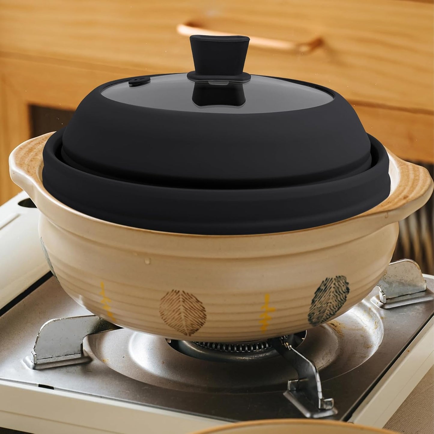 Microwave Splatter Cover Glass Microwave Cover for Food Collapsible Splatter Guard Lid with Silicone Handle for Pot Plate Bowl 10.5 Inch Black