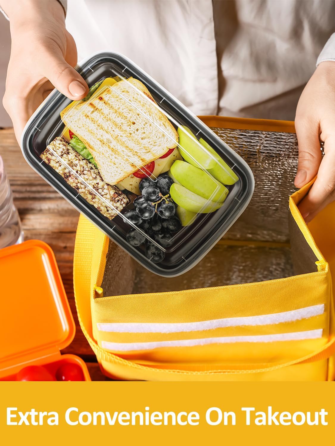 60 Sets 32oz Meal Prep Containers 2 Compartment - Plastic Food Storage Containers 2 Compartments with Lids