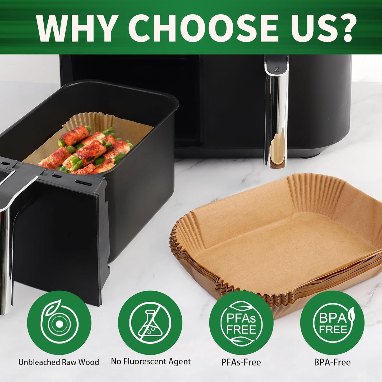 100 Pcs Non-Stick Disposable Parchment Paper Pads Air Fryer Liners Compatible with Ninja AG301 Indoor Grill Air Fryer