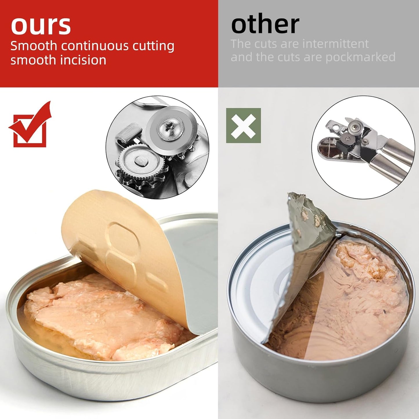 Multi-function Manual Can Opener Bottle Opener, Oversized Hand-held Easy Rotary Knob, Safe Cut Can Opener with Non-Slip Handle, Smoother Cut Sharp Blade for Seniors Kitchen Tool, Red