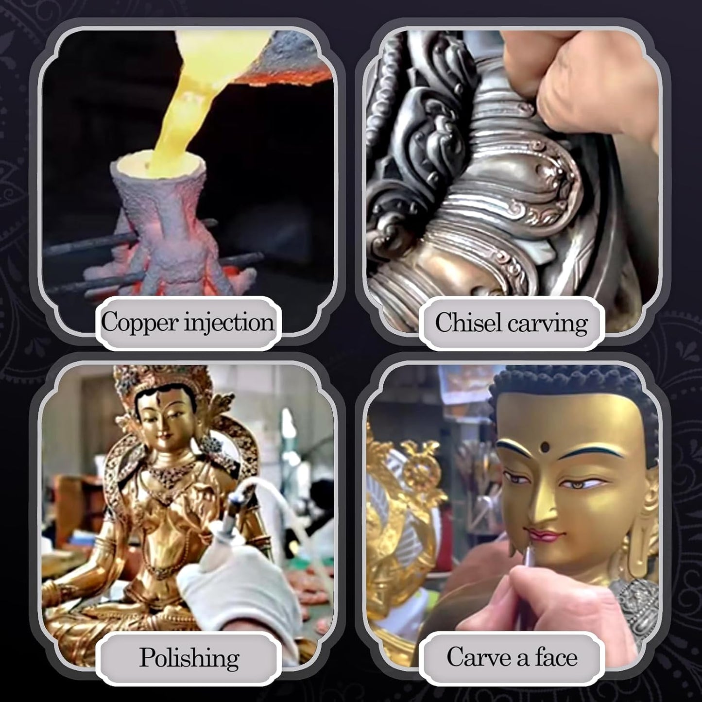 Handmade Brass Buddha Vajrayana Statue, Wax Modeling, Handicraft in Nepal, Feng Shui Decoration attracts Wealth,10.62"