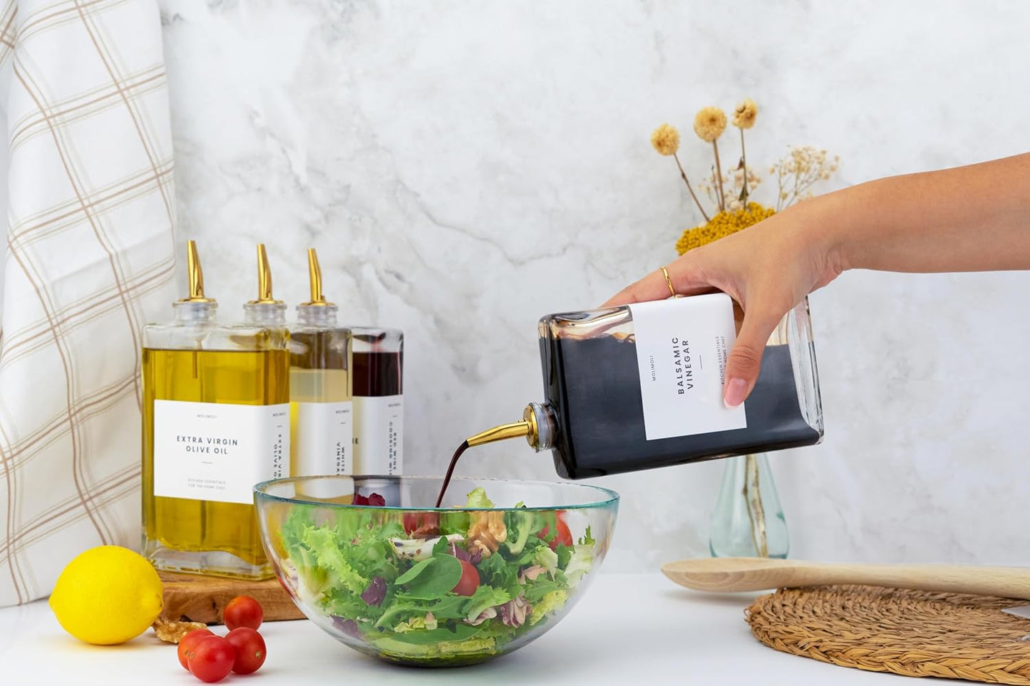 Molimoli Pour Spout Made of Stainless Steel with Automatic Anti-Oxidation Mechanism, Bottle Pourers for Alcohol and Liquor, Olive Oil Dispenser Spout, Wine Pourer Spout,Pack of 4,Gold