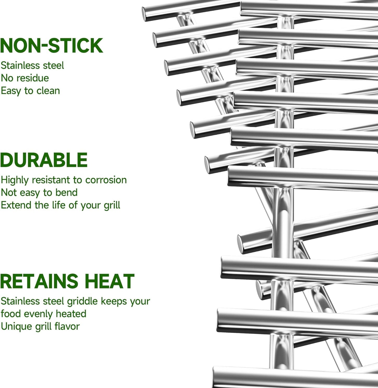 16 15/16" Grill Grates for Charbroil Advantage 4 Burner 463344116 463343015 463344015 463240015 463340516, Stainless Steel Cooking Grids Replacement Parts for Charbroil G460-0500-w1, G530-b700-w1