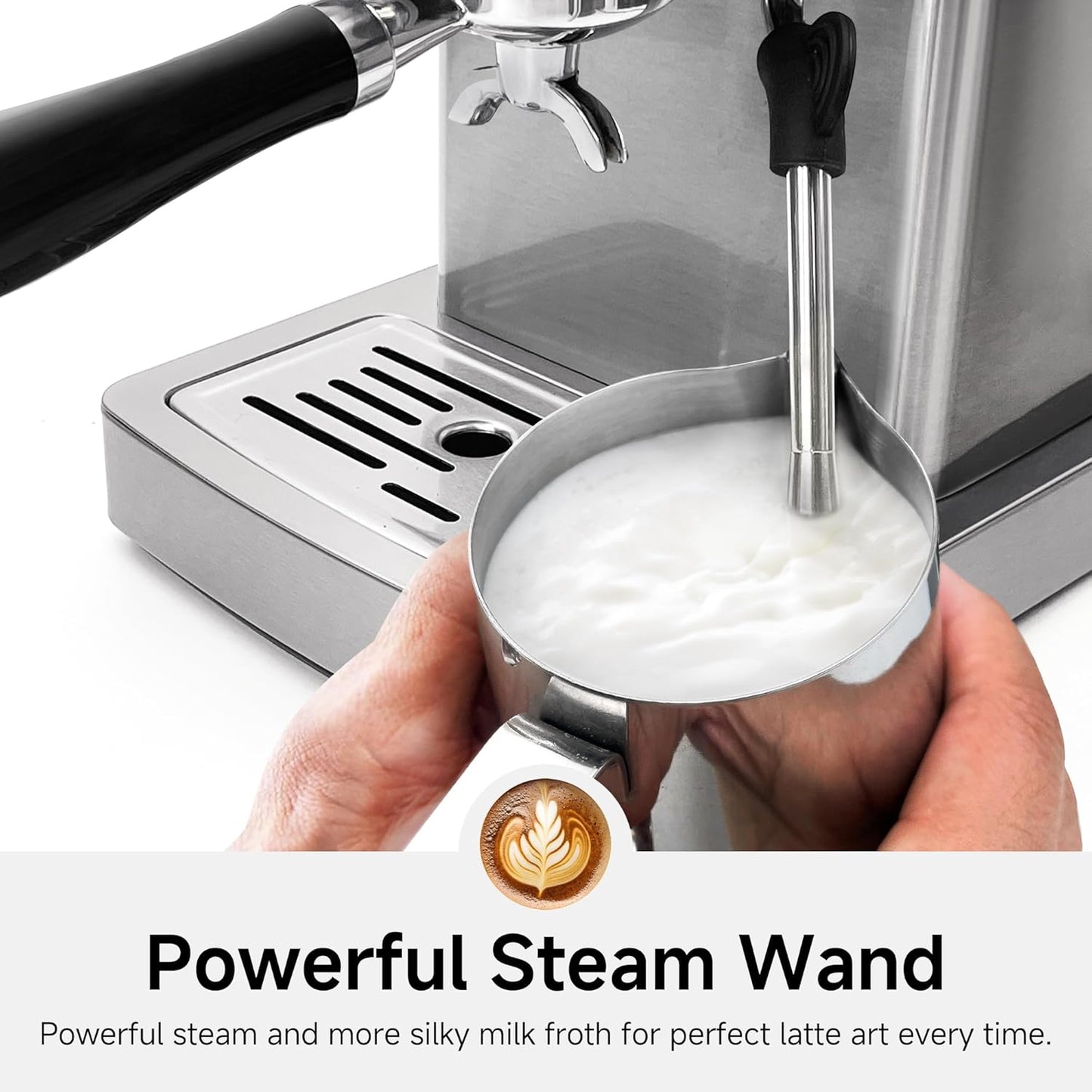 HIBREW H10A 58mm Espresso Machine, Compact Design with Stainless Steel Portafilter, Customizable Temp & Coffee Volume, Smart Display + 20Bar Pressure Gauge.