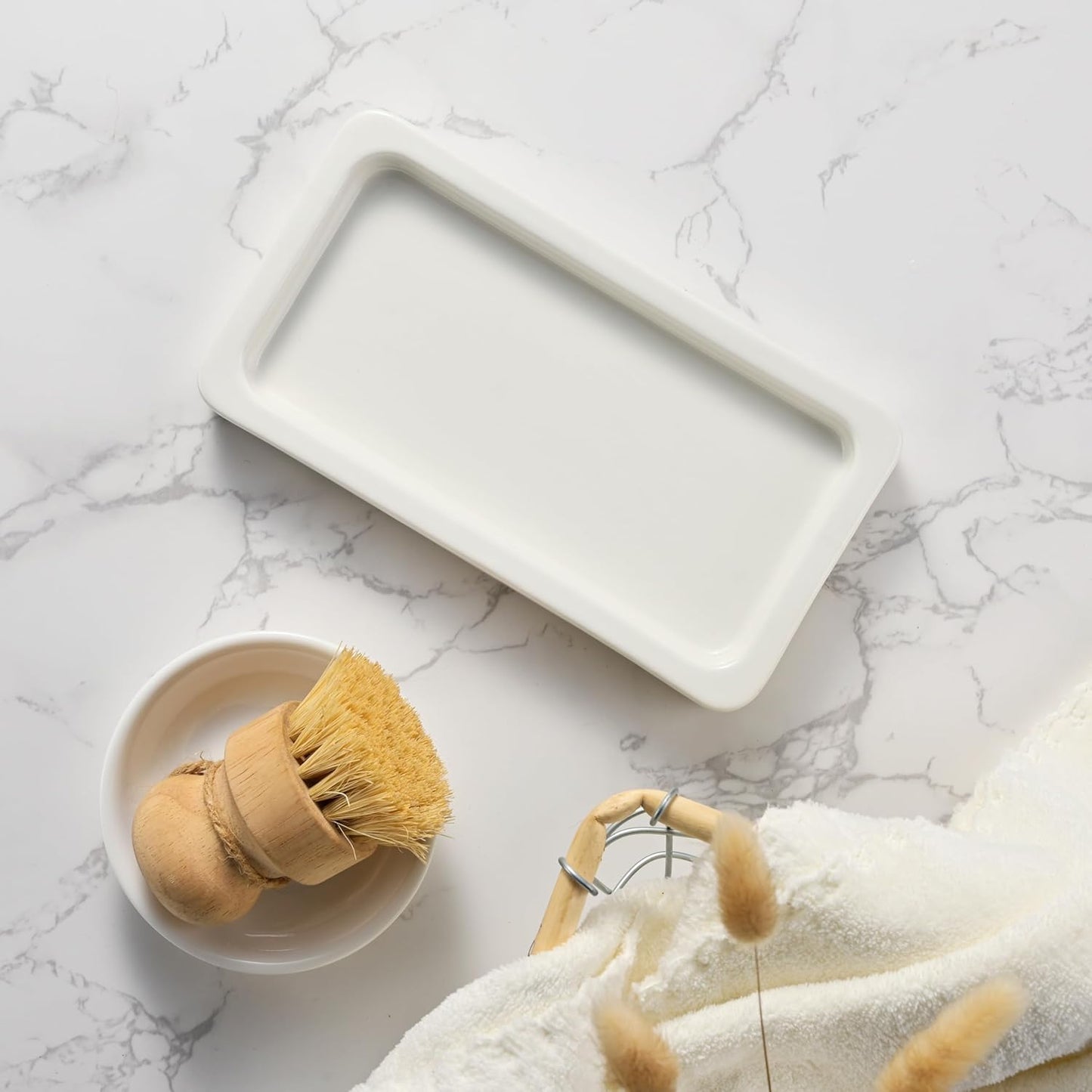 Glass Kitchen Soap Dispenser Set with Ceramic Tray,16.9 floz Hand and Dish Soap Dispenser for Kitchen and Bathroom Decor,White and Black Kitchen Accessories(White Bottles+Black Bottles)