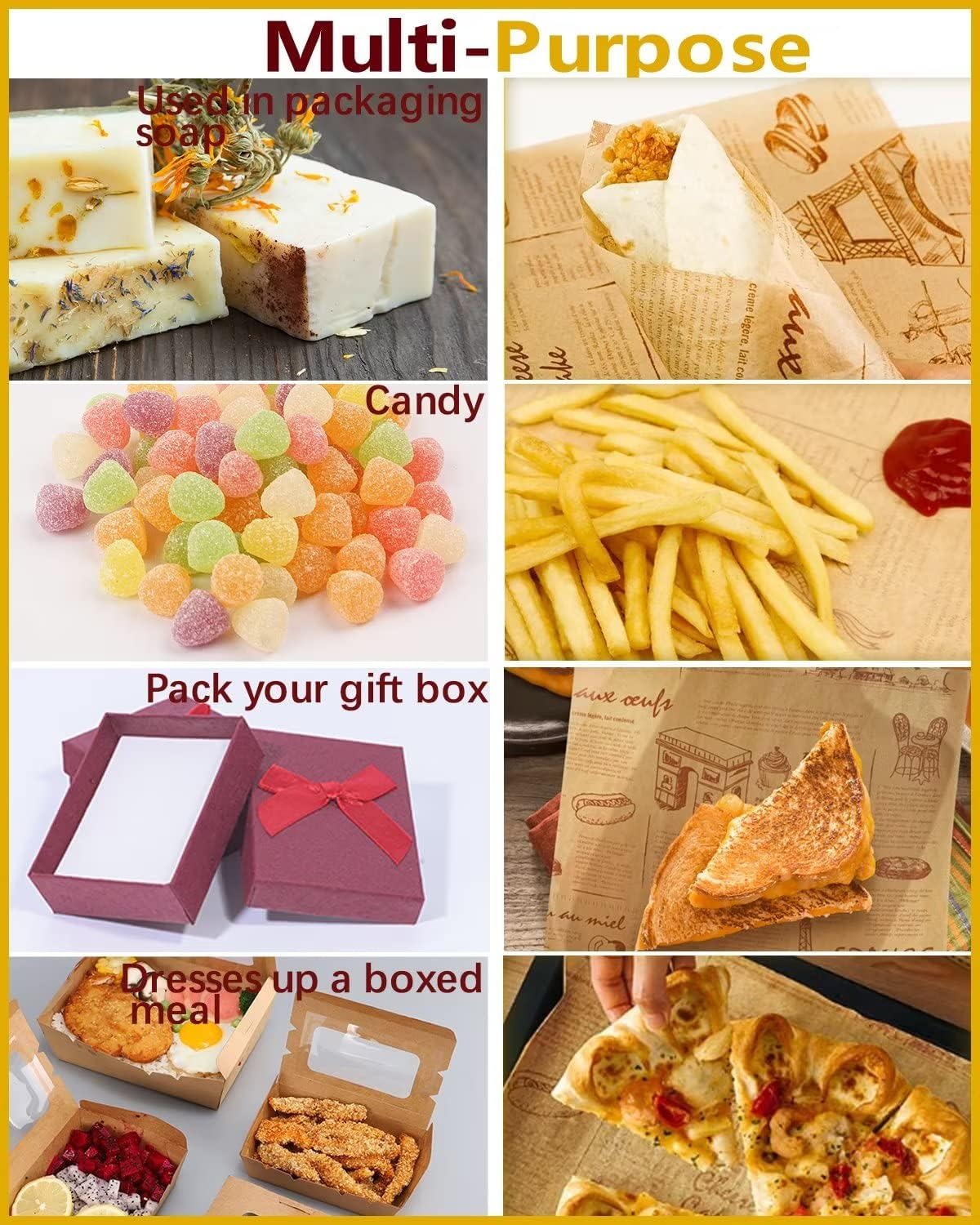 Katbite 100 Pcs Sandwich Wrapping Paper, 12x12 inch Food Basket Liners, Grease Proof & Non-stick Baking Parchment Paper