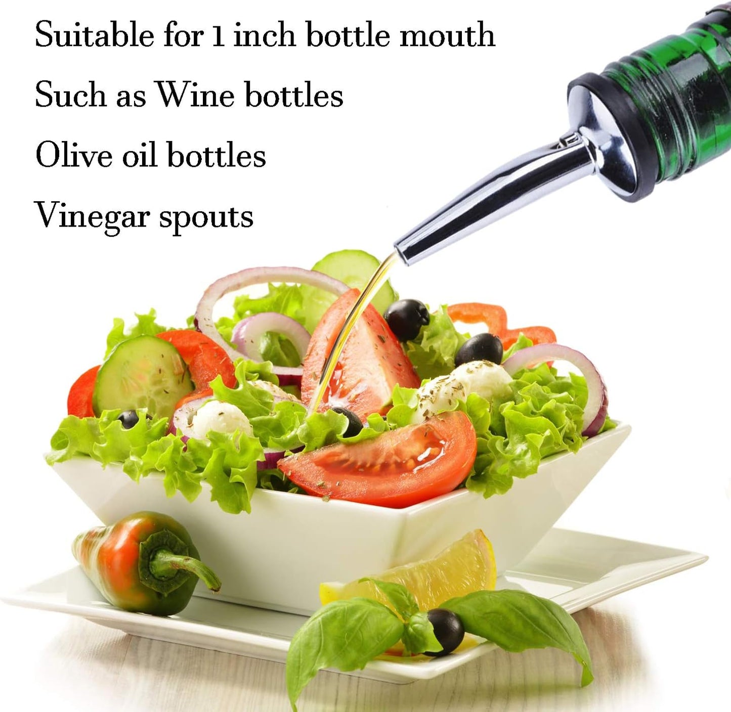 LanMa Olive Oil Pour Spout Stainless Steel Bottle Spout for Pours Liquor Vinegar Syrup or Oils with Stainless Steel Funnels (2pcs)