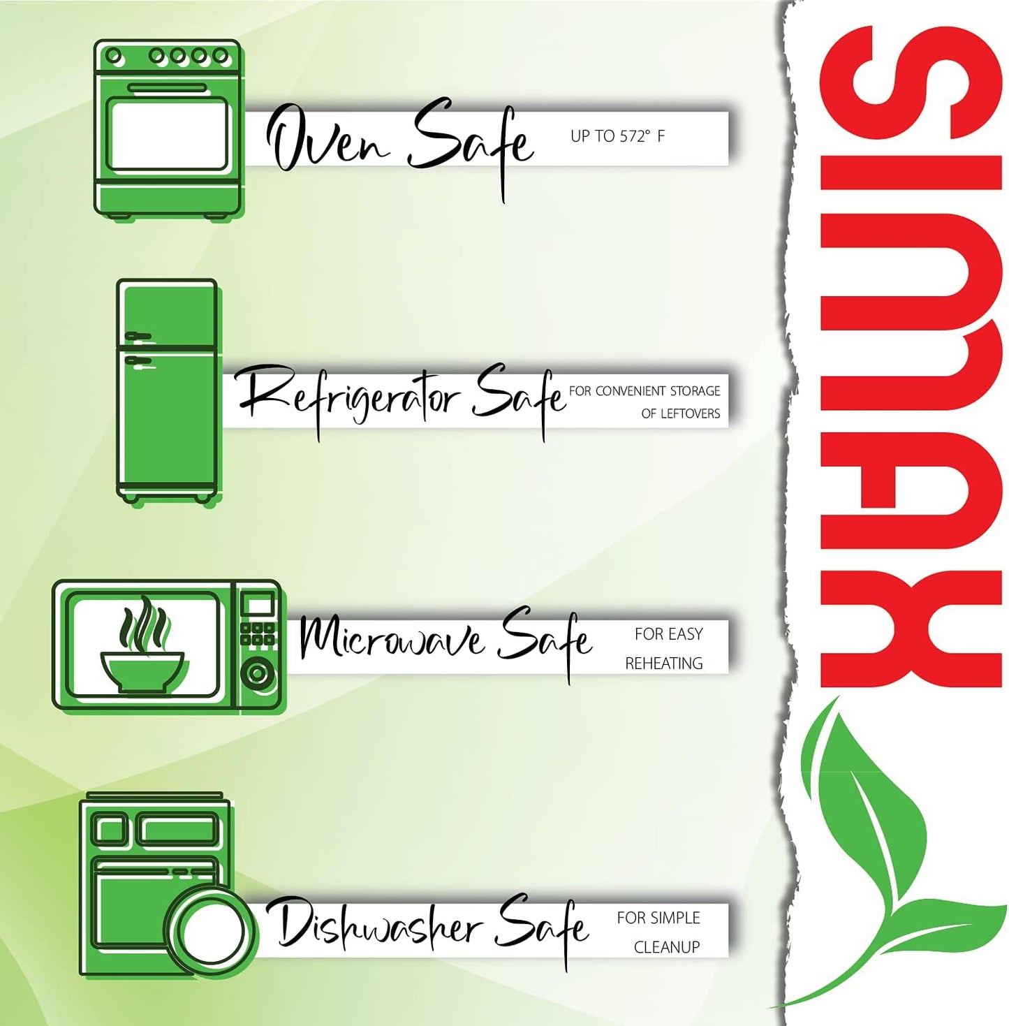 Simax Casserole Dish with Lid, 3.5 Quart Round Glass Casserole Dishes for Oven with Lid and Handles, Baking Dishes for Oven, Covered Bowl for Cooking, Baking, Serving, Microwave, Dishwasher, and Oven Safe Cookware