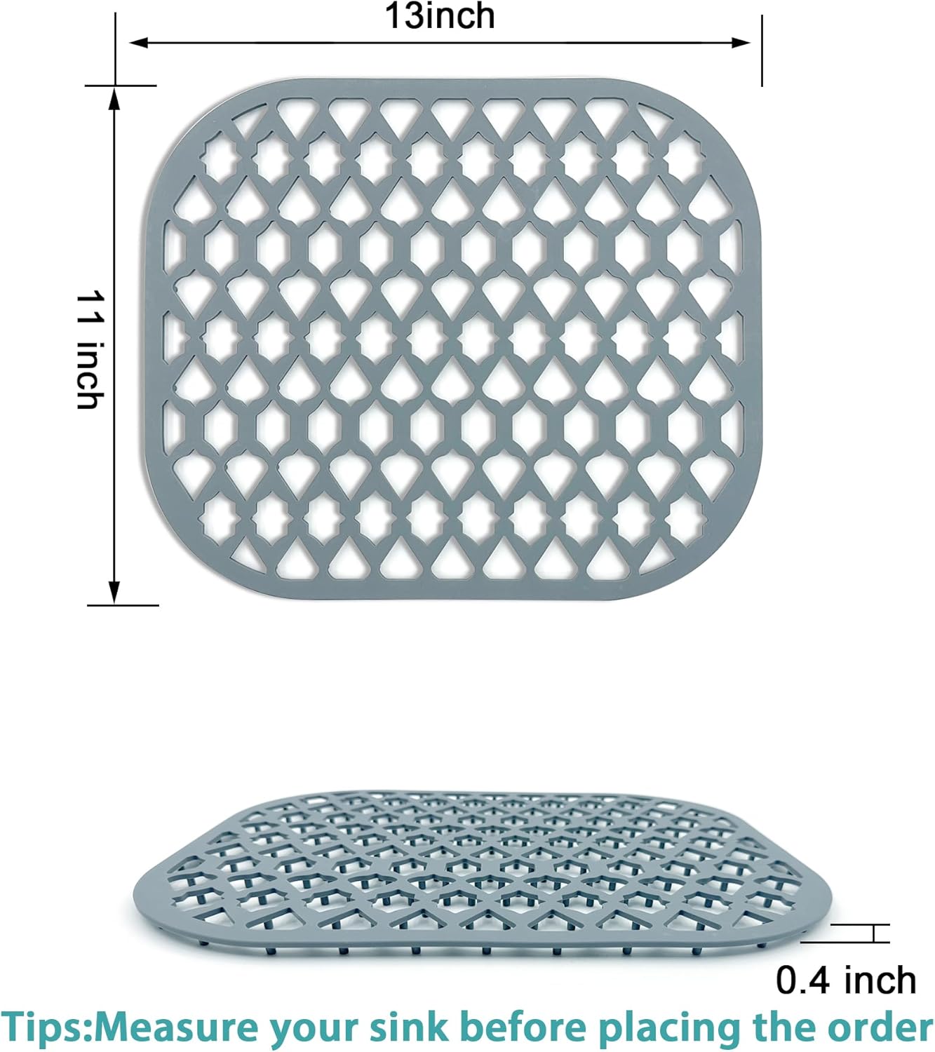 Sink Protectors for Kitchen Sink 13x11, Large Silicone Sink Mats Grid for Bottom of Farmhouse Stainless Steel Sink (2 Packs)