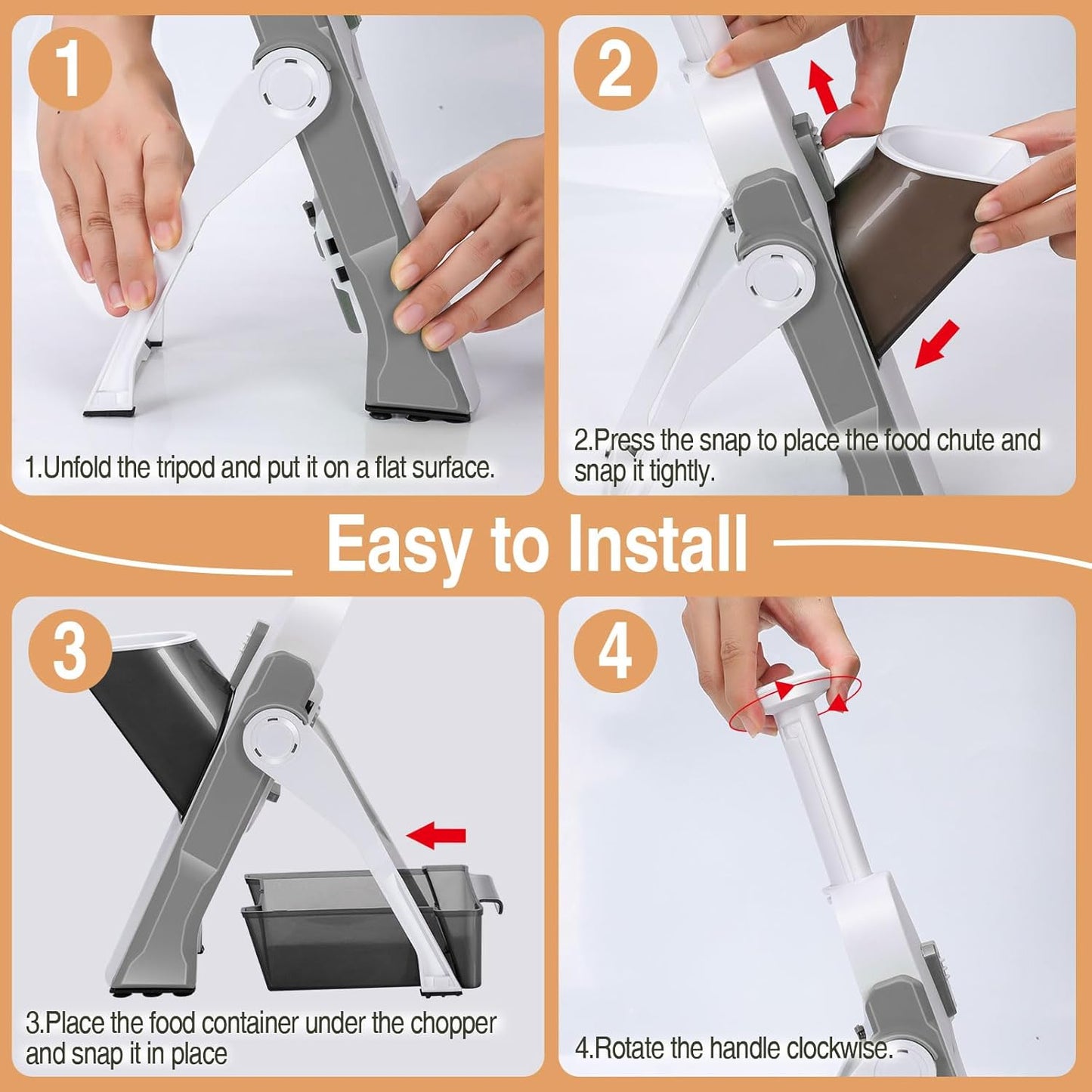 Masthome Safe Mandoline Slicer for Kitchen,Multifunctional Vegetable Slicer,Professional Mandolin,Thickness Adjustable Vegetable Chopper with Container for Kitchen Chef Meal Prep (Gray)