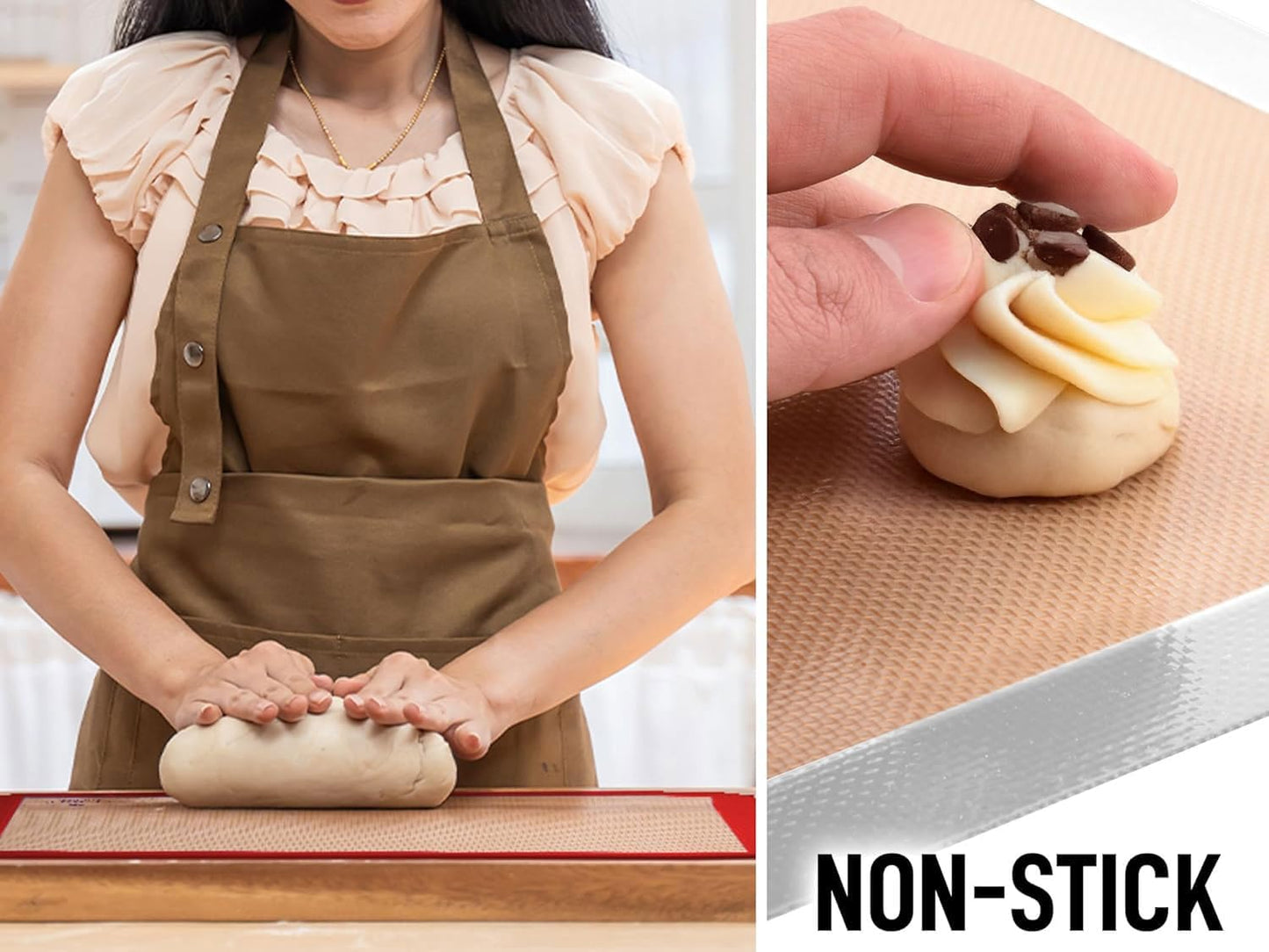 Zulay Kitchen 16.5"x11.6" 3-Pack Silicone Baking Mat Sheet - Reusable Silicone Baking Sheet - Easy & Convenient Nonstick Baking Supplies - Silicone Mats for Baking - Baking Mat For Oven - (Dark Gray)