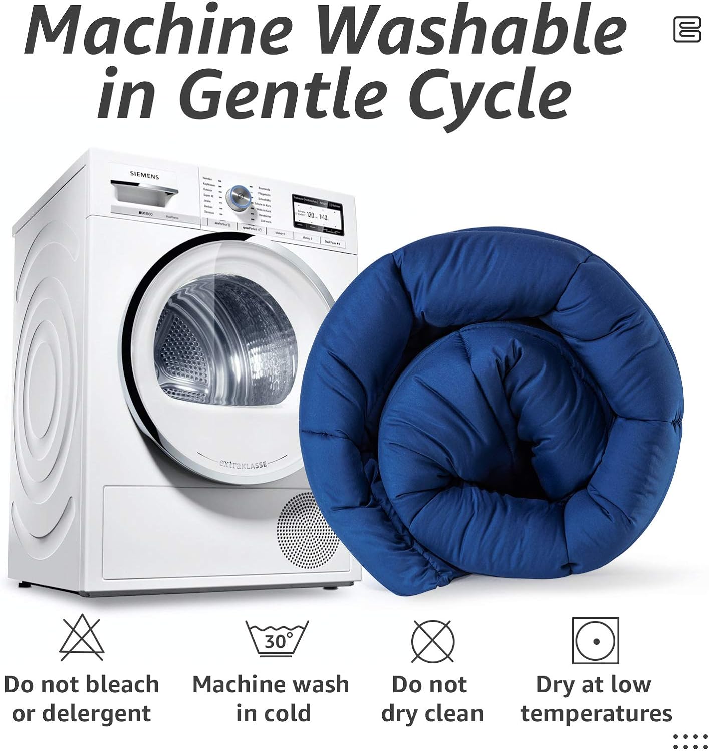 HYLEORY All-Season King Size Bed Comforter - Cooling Down Alternative Quilted Duvet Insert with Corner Tabs - Winter Warm - Machine Washable - Navy Blue