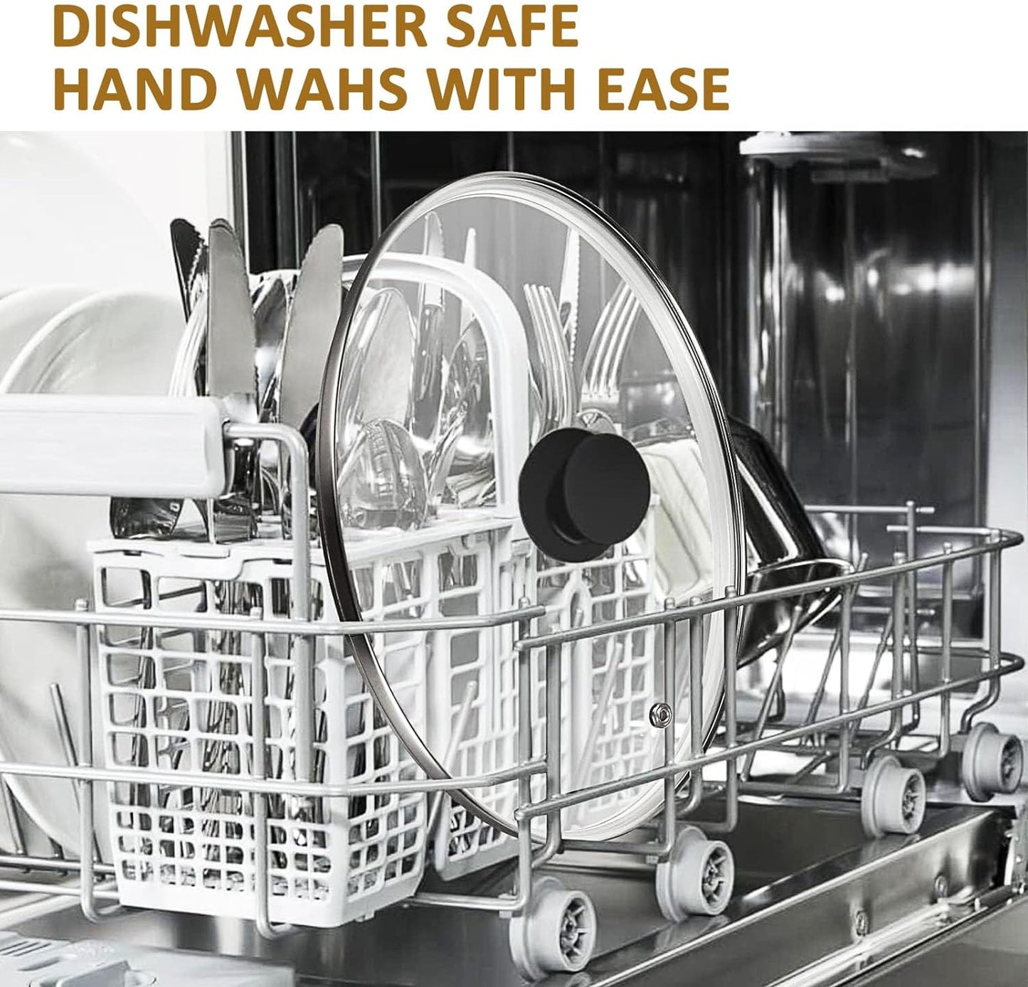 Glass Lid for Cast Iron Pan, Frying Pan, Skillet, Saute Pan, Tempered Glass Cover with Heat Resistant Handle (10.25 In, Stainless Steel Rim)