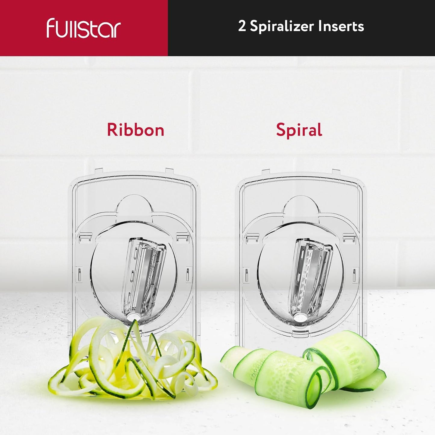 Fullstar Mandoline Slicer for Kitchen, Fruit Cutter, Cheese Grater, Cucumber Slicer, Veggie Spiralizer, Food Cutter & Kitchen Gadgets with Safety Glove (11 in 1, Clear)