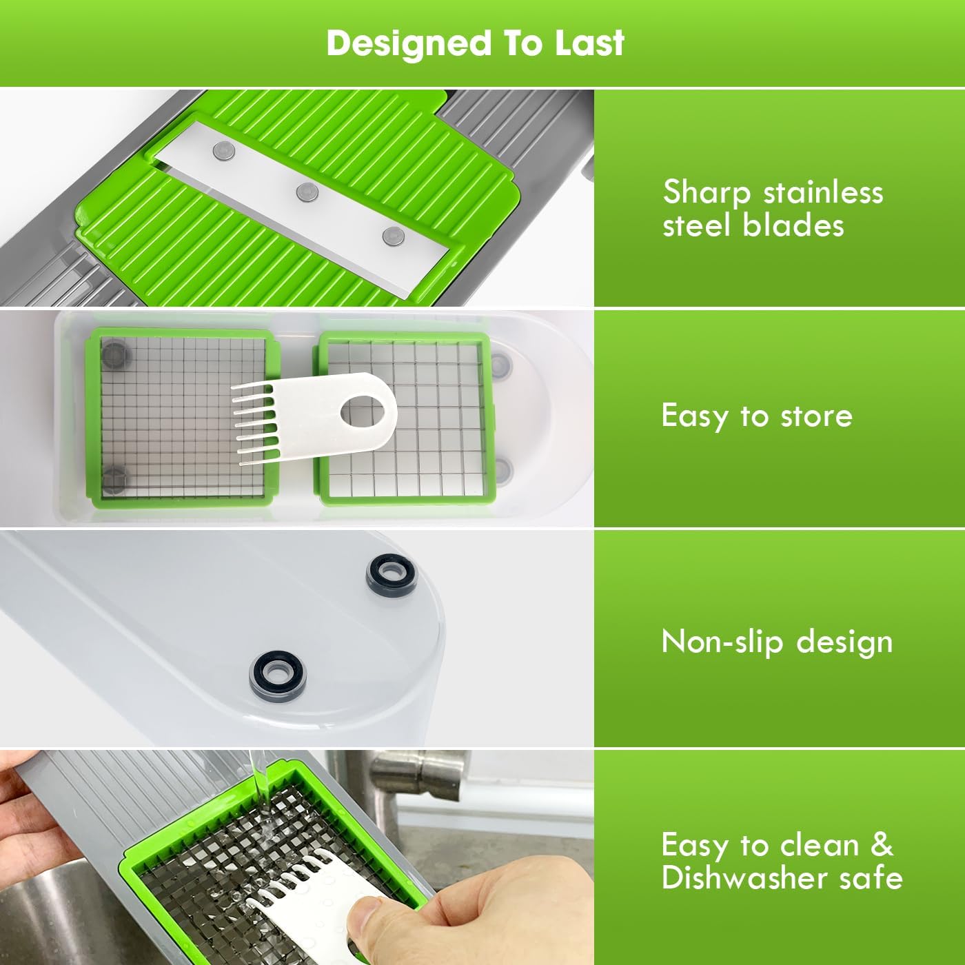 LHS Vegetable Chopper Slicer Veggie Dicer Cutter Multifunctional Food Chopper Onion Salad Potato Cutter with Container (2 in 1,White)