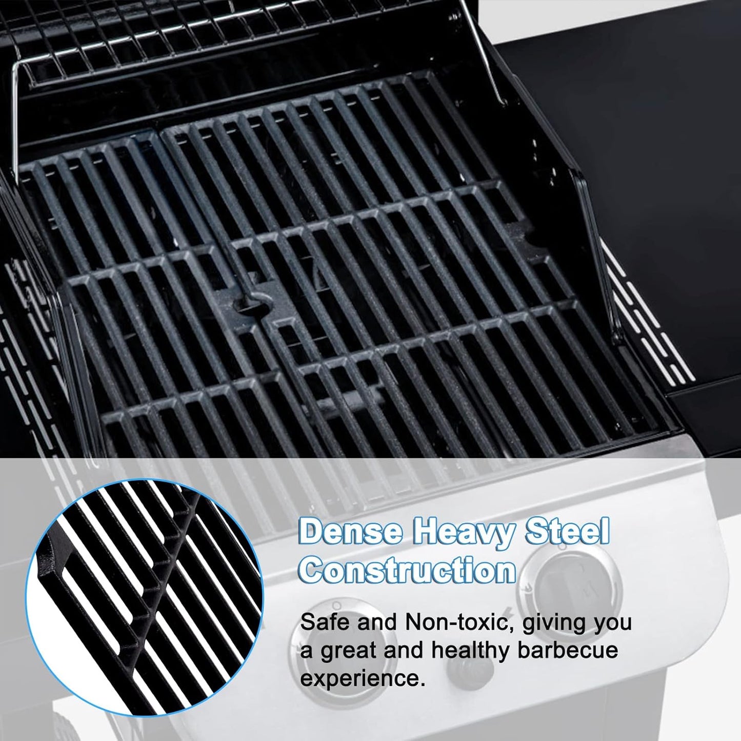 Adviace Grill Grates for Charbroil Performance 2 Burner 463673519 Replacement Parts, Cast Iron Cooking Grate for Char-Broil 463625217, 463625219, G470-0002-W1, G470-0003-W1, G321-0005-W1, G321-0006-W1