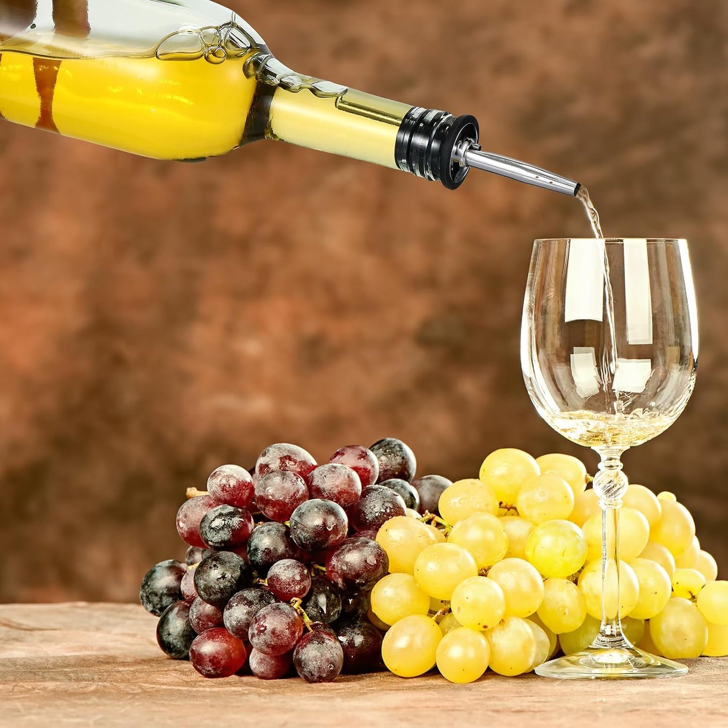 Maxdot 10 Pcs Long Neck Glass Bottles with Pourer Bordeaux Wine Bottle Clear Empty Wine Syrup Juice for Home Bar Liquor Juice Making Wedding Anniversary Party(Stainless)