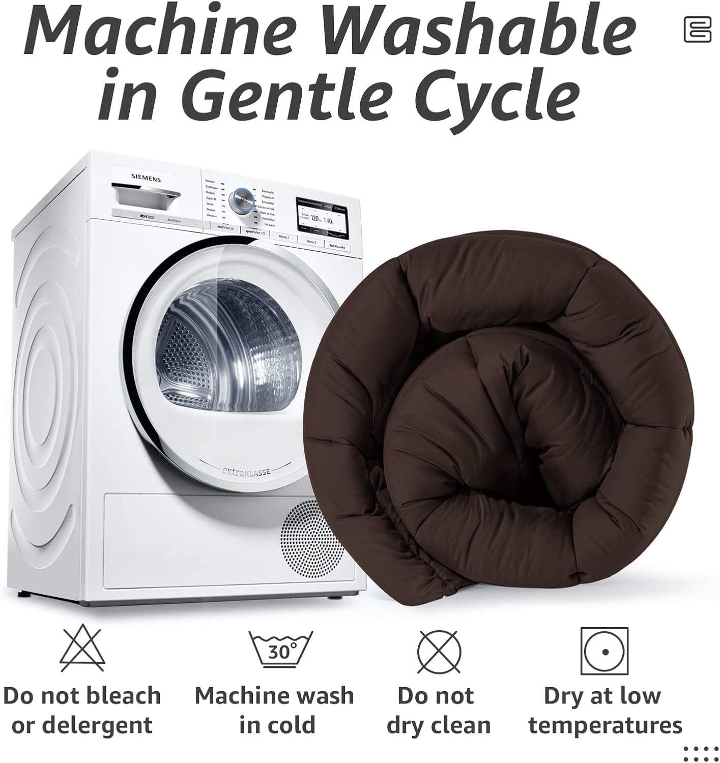 HYLEORY All Season King Size Bed Comforter - Cooling Down Alternative Quilted Duvet Insert with Corner Tabs - Winter Warm - Machine Washable - Brown