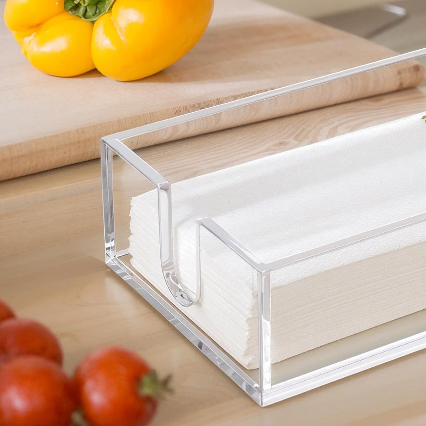 Rubtlamp 1Pcs Clear Napkin Holder Bathroom - 0.27Inch Thickness Bathroom Acrylic Guest Towel Holder - Acrylic Hand Towel Tray for Kitchen, Parties, Weddings, Party, Hotel (Clear, 9”X5.5”X2.5”)