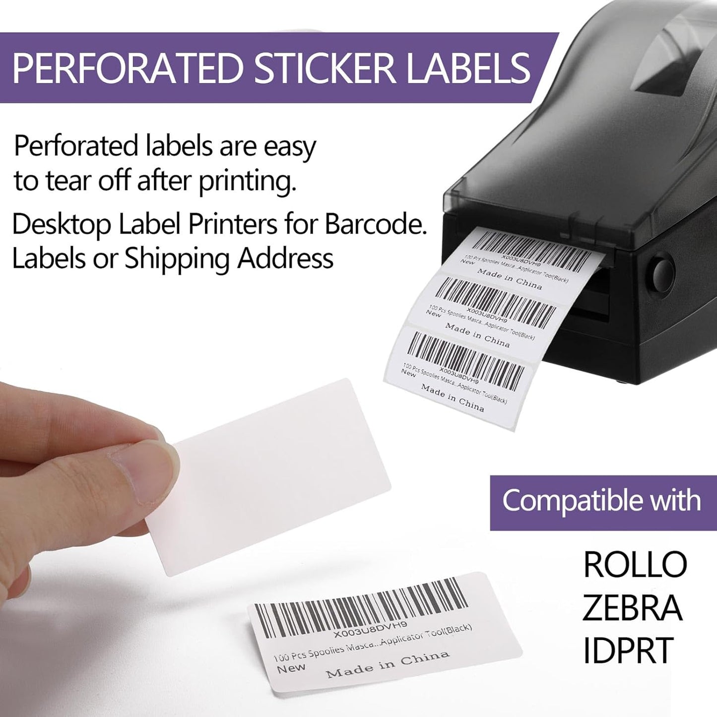 2000 Pcs White Labels Stickers to Write On 2 x 1 Inch, Waterproof and Oil Resistant Blank Barcode Labels for Food Containers Jars Pantry Organization